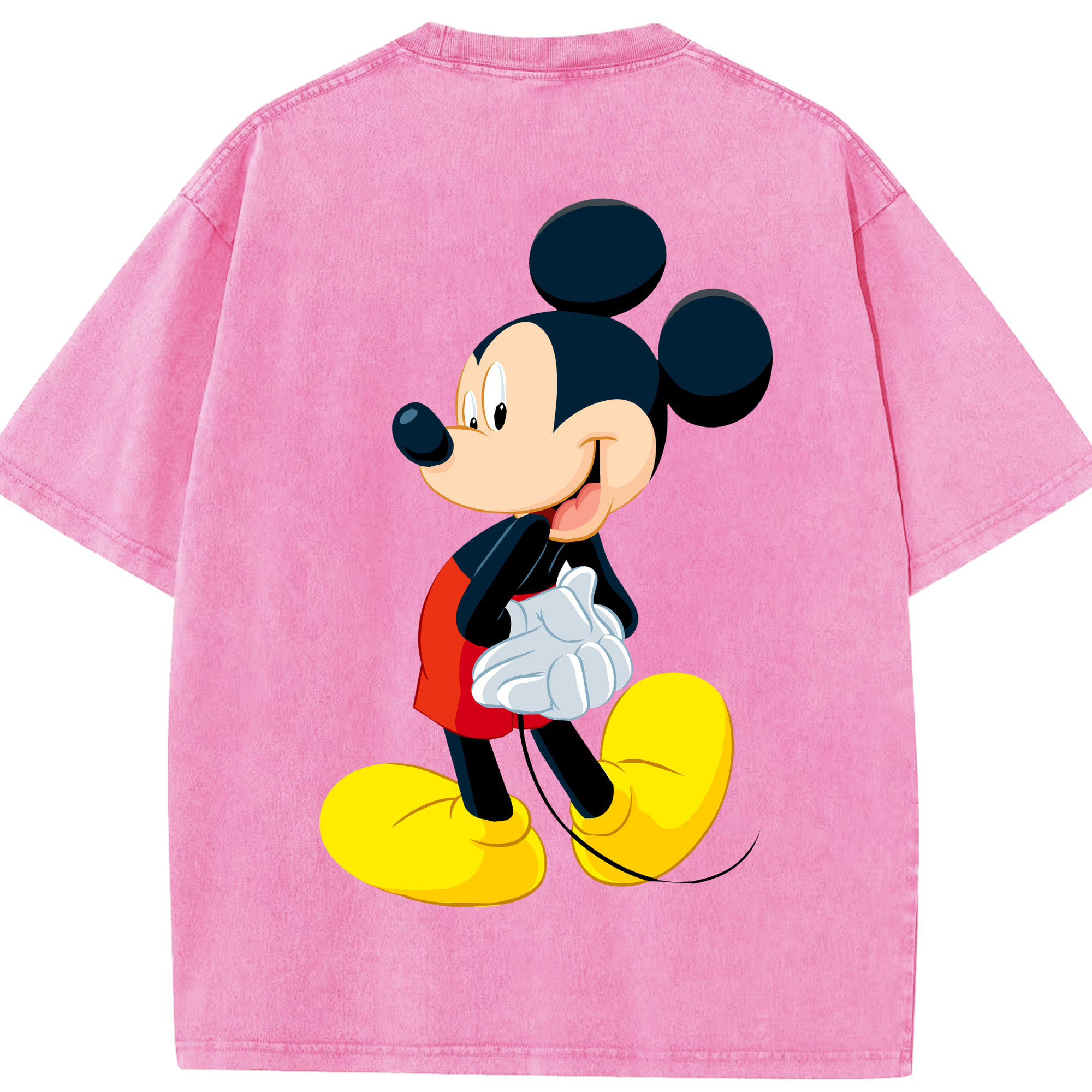 （画像用） ミッキーマウス Mickey Mouse 綿100% ヴィンテージ風 半袖Tシャツ（背面プリント）